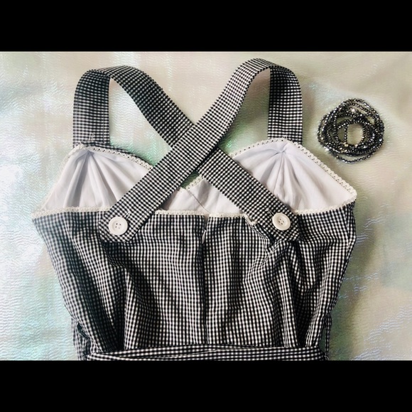 Plumeria Gingham Tulle Strap Dress Sz L Juniors - Picture 7 of 11